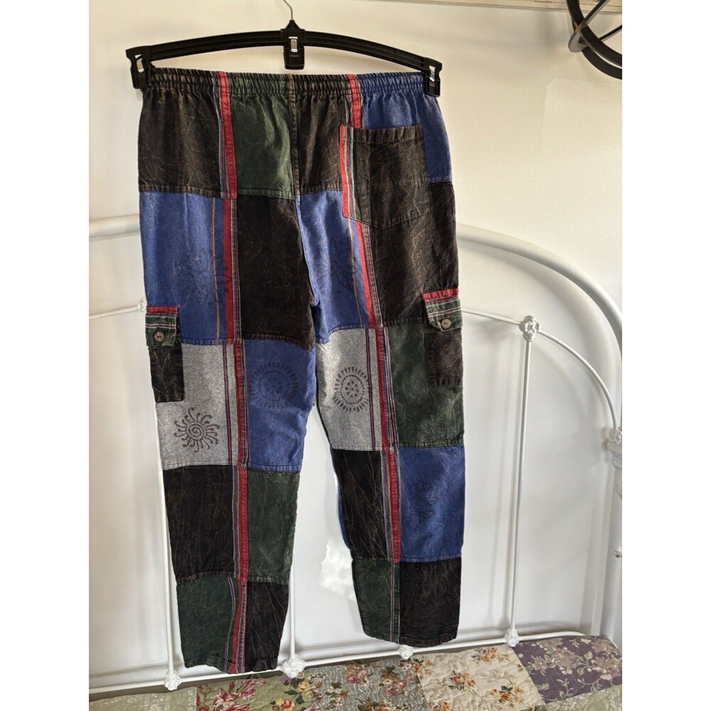 Patchwork Hippie Pants Size Multicolor Festival S… - image 3